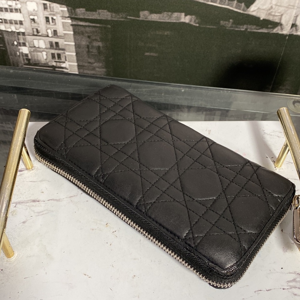 Authentic Christian Dior Cannage Leather Zippy Long Wallet - Picture 17 of 17